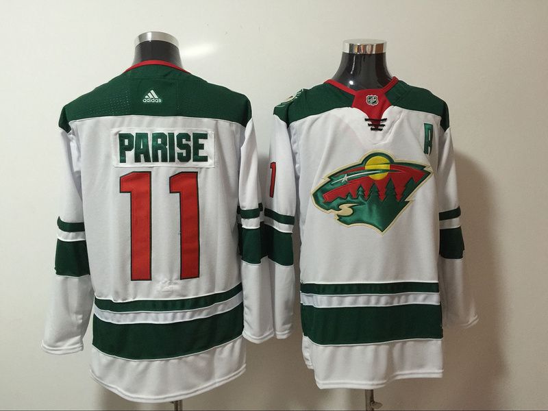 Men Minnesota Wild #11 Parise White Hockey Stitched Adidas NHL Jerseys